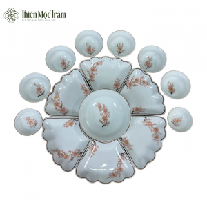 Bộ Đồ Ăn Gốm Sứ Bát Tràng Hoa Đào