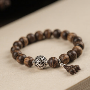 Vòng Tay Trầm Hương Indonesia 6mm mix Bạc