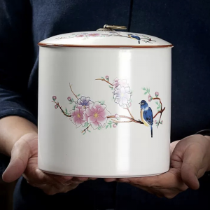 Hũ Đựng Trà Gốm Chim Hoa Thanh Sứ