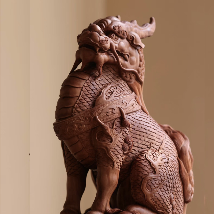 Tượng Kỳ Lân Gỗ Mỹ Nghệ - Ảnh 2