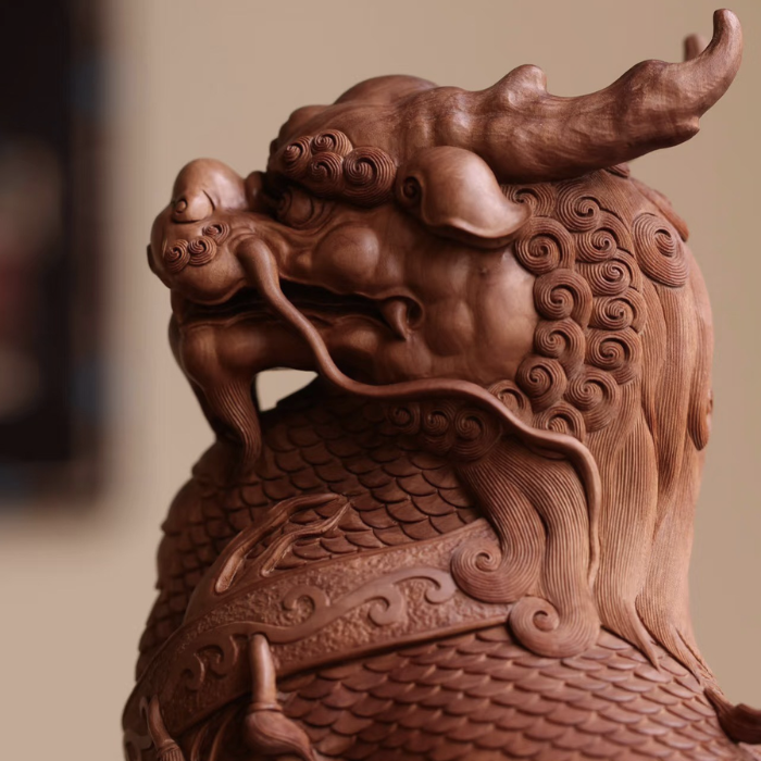 Tượng Kỳ Lân Gỗ Mỹ Nghệ - Ảnh 3