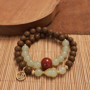 Vòng Trầm Hương Mix Đá Thanh Lộc & Đá Đỏ May Mắn