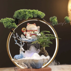 Thác Nước Tiểu Cảnh Mèo Phú Quý