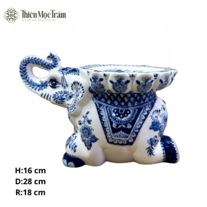 Tượng Voi Gốm Sứ Bát Tràng Men Lam
