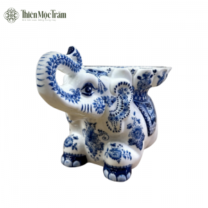 Alternative view of Tượng Voi Gốm Sứ Bát Tràng Men Lam