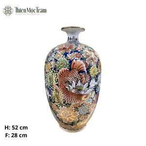 Lọ Hoa Gốm Sứ Bát Tràng Họa Tiết Cá Chép