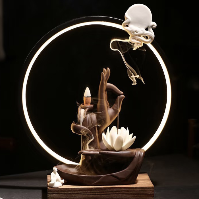 Thác Khói Tay Phật Nâng Hoa Sen Đèn Vòng - Ảnh 2