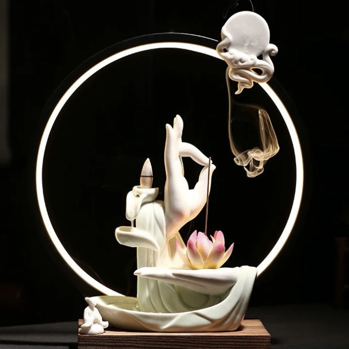 Thác Khói Tay Phật Nâng Hoa Sen Đèn Vòng - Ảnh 3