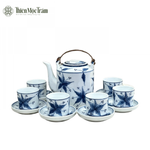 Bộ Ấm Chén Gốm Sứ Bát Tràng Họa Tiết Hoa Lam Cánh Sao