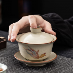 Chén Khải Gốm Lò Nhu Tống – Ngư Vũ Thanh Tâm