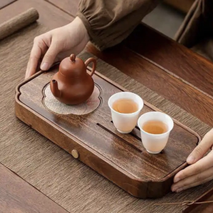 Alternative view of Khay Trà Gỗ Tự Nhiên Mini – Hoa Văn Cổ Phong